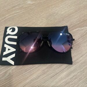 Quay Black Sunglasses with pink ombré